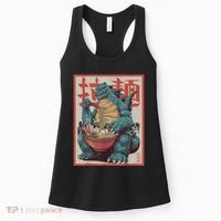 Dinosaur Ramen Japanese Art Graphic Kawaii Monster Anime Women's Tank Top thumb 0