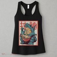 Dinosaur Ramen Japanese Art Graphic Kawaii Monster Anime Women's Tank Top thumb 3