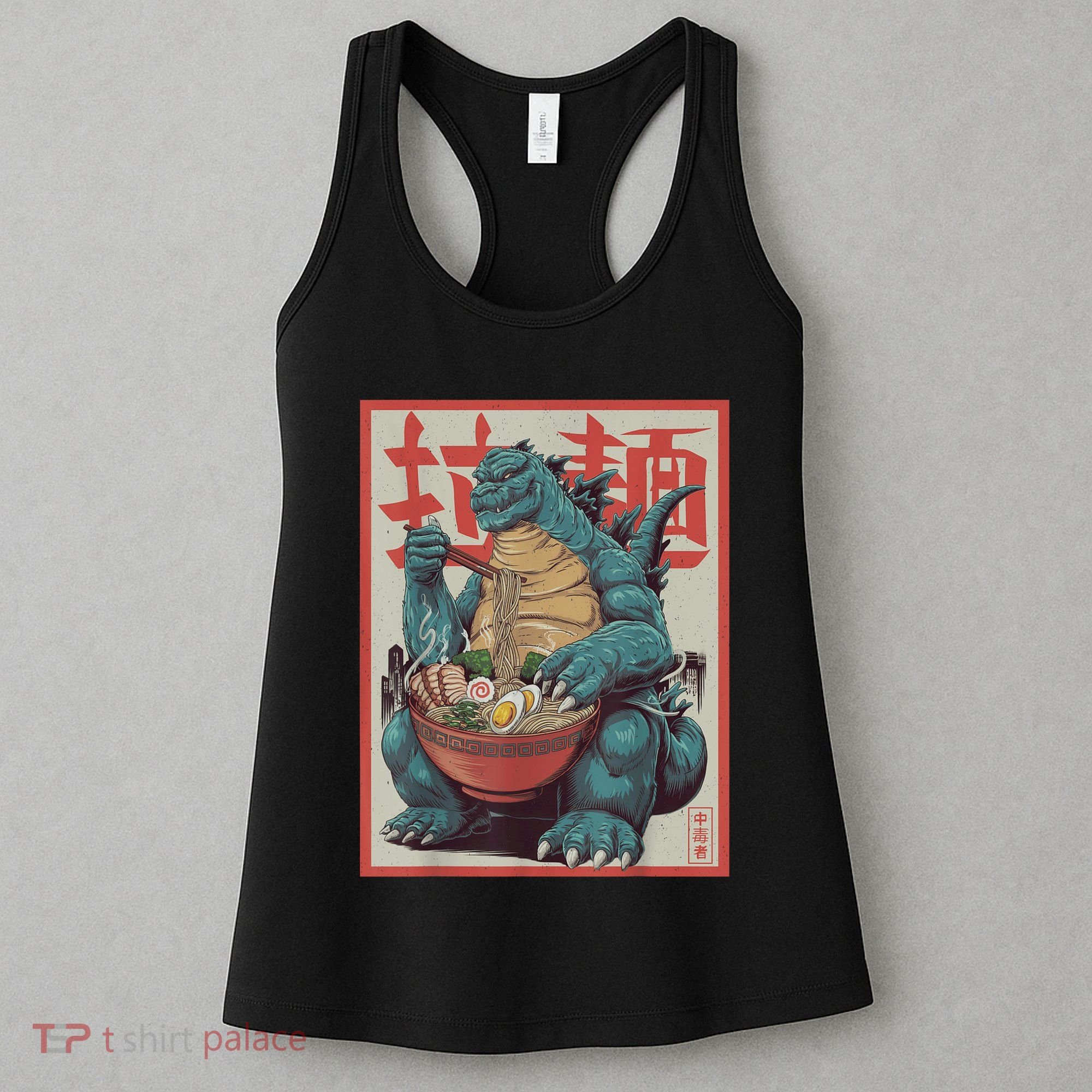 Dinosaur Ramen Japanese Art Graphic Kawaii Monster Anime Women's Tank Top
