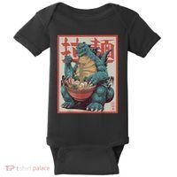 Dinosaur Ramen Japanese Art Graphic Kawaii Monster Anime Baby Bodysuit thumb 0