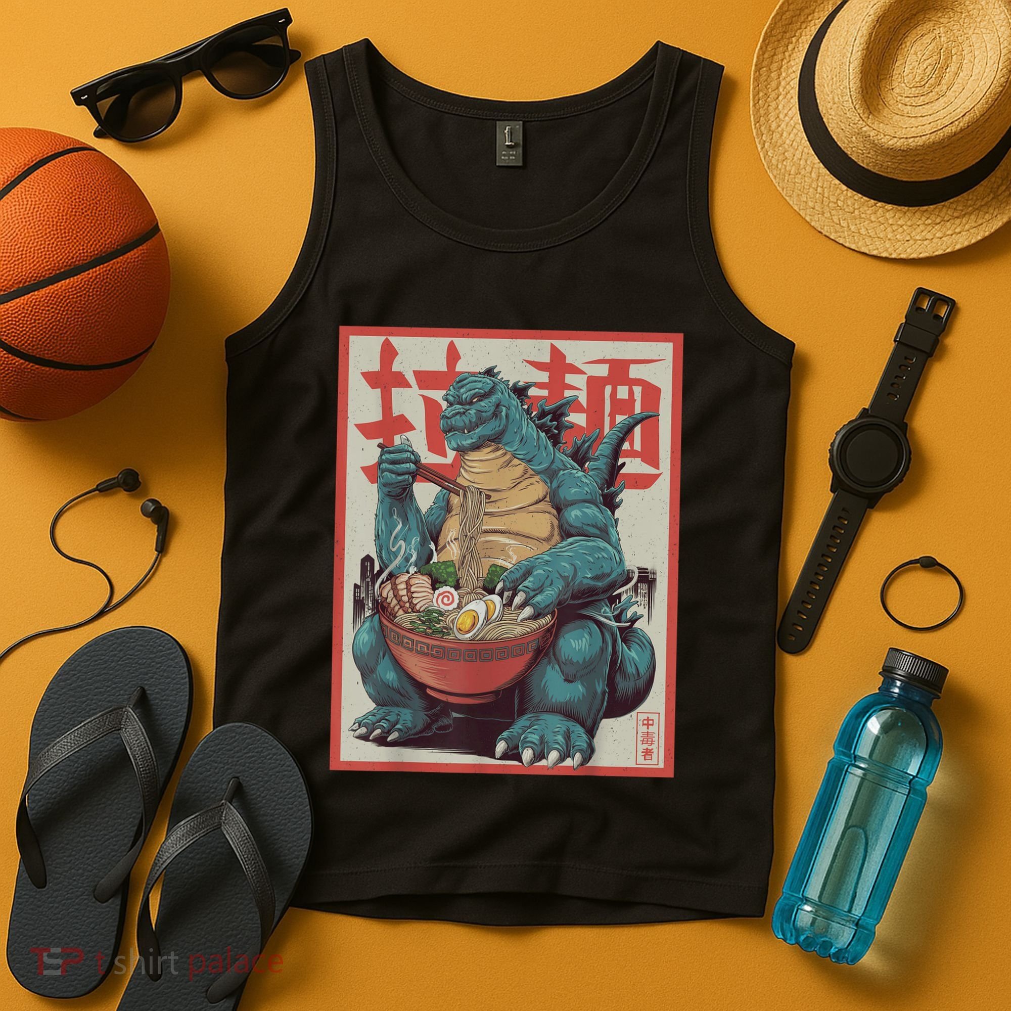 Dinosaur Ramen Japanese Art Graphic Kawaii Monster Anime Tank Top