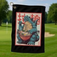 Dinosaur Ramen Japanese Art Graphic Kawaii Monster Anime Golf Towel thumb 1