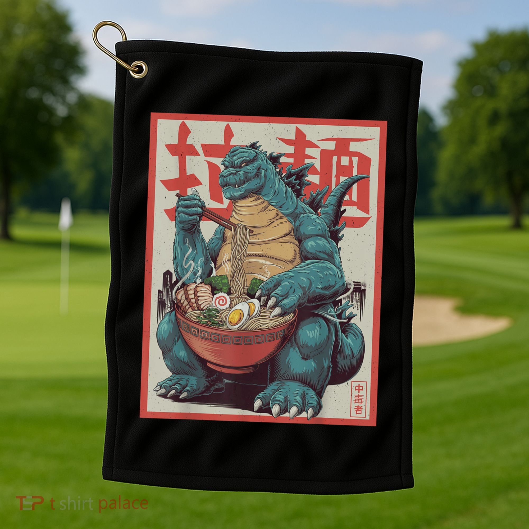 Dinosaur Ramen Japanese Art Graphic Kawaii Monster Anime Golf Towel