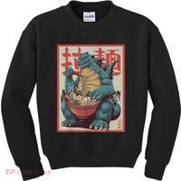 Dinosaur Ramen Japanese Art Graphic Kawaii Monster Anime Kids Sweatshirt thumb 0