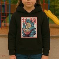 Dinosaur Ramen Japanese Art Graphic Kawaii Monster Anime Kids Hoodie thumb 3