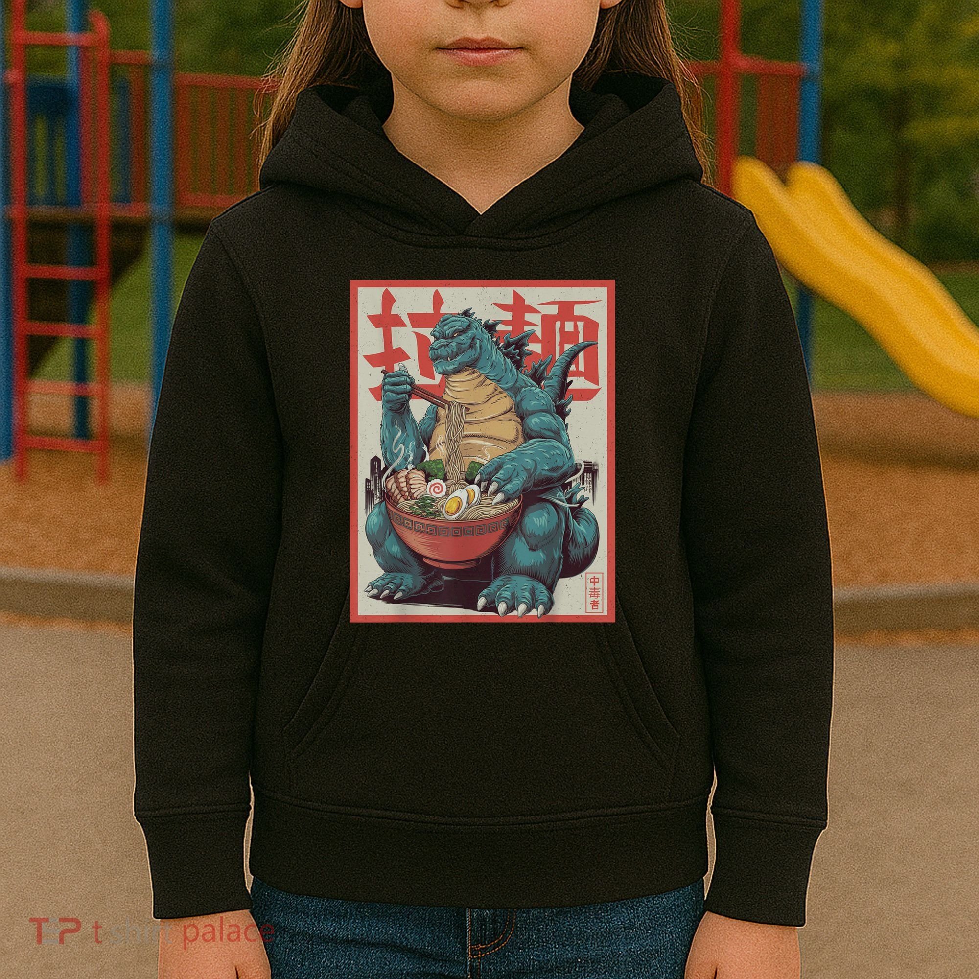 Dinosaur Ramen Japanese Art Graphic Kawaii Monster Anime Kids Hoodie