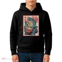 Dinosaur Ramen Japanese Art Graphic Kawaii Monster Anime Kids Hoodie thumb 4