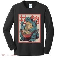 Dinosaur Ramen Japanese Art Graphic Kawaii Monster Anime Kids Long Sleeve Shirt thumb 0