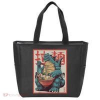 Dinosaur Ramen Japanese Art Graphic Kawaii Monster Anime Tote Bag thumb 0