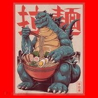 Dinosaur Ramen Japanese Art Graphic Kawaii Monster Anime Santa Hat thumb 1