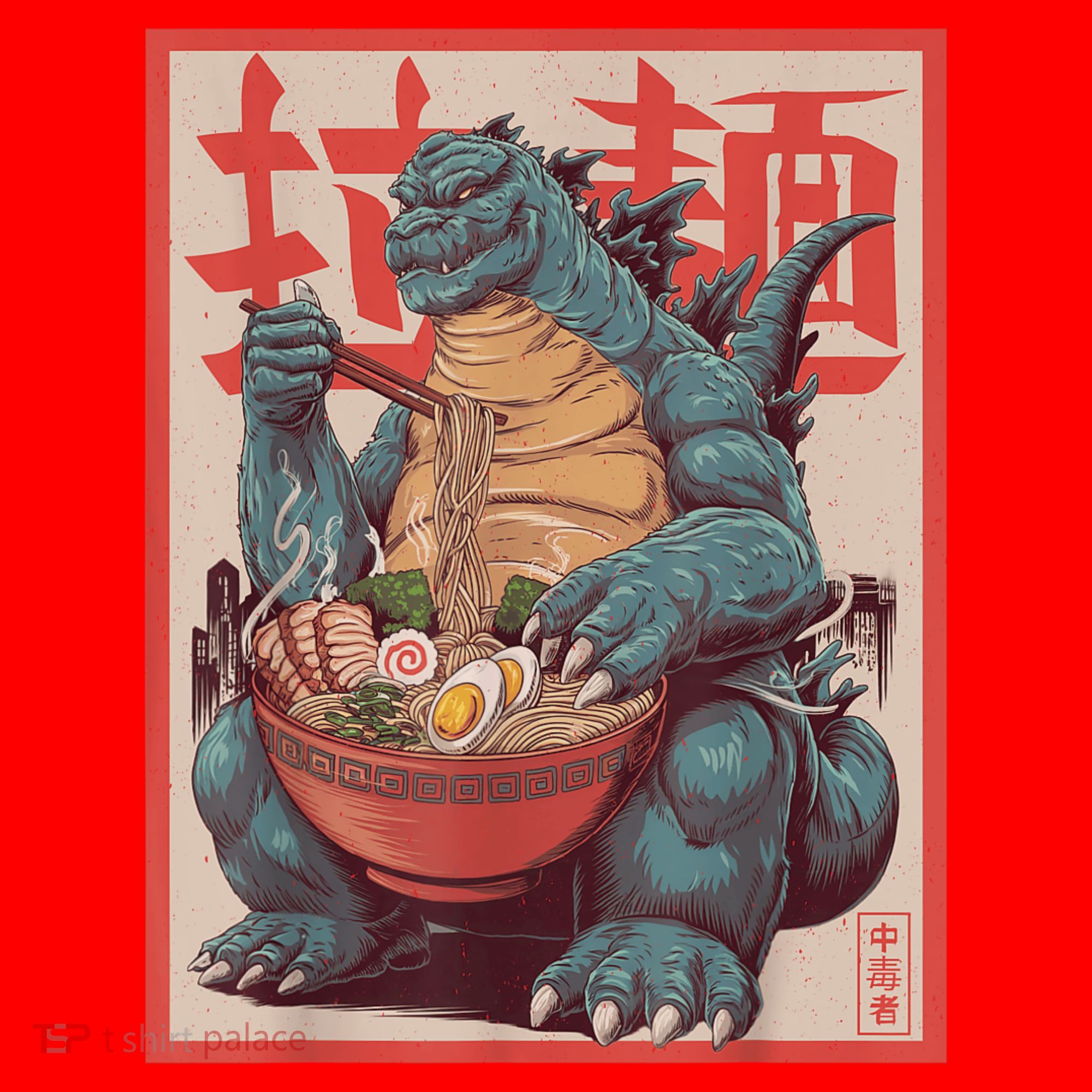 Dinosaur Ramen Japanese Art Graphic Kawaii Monster Anime Santa Hat