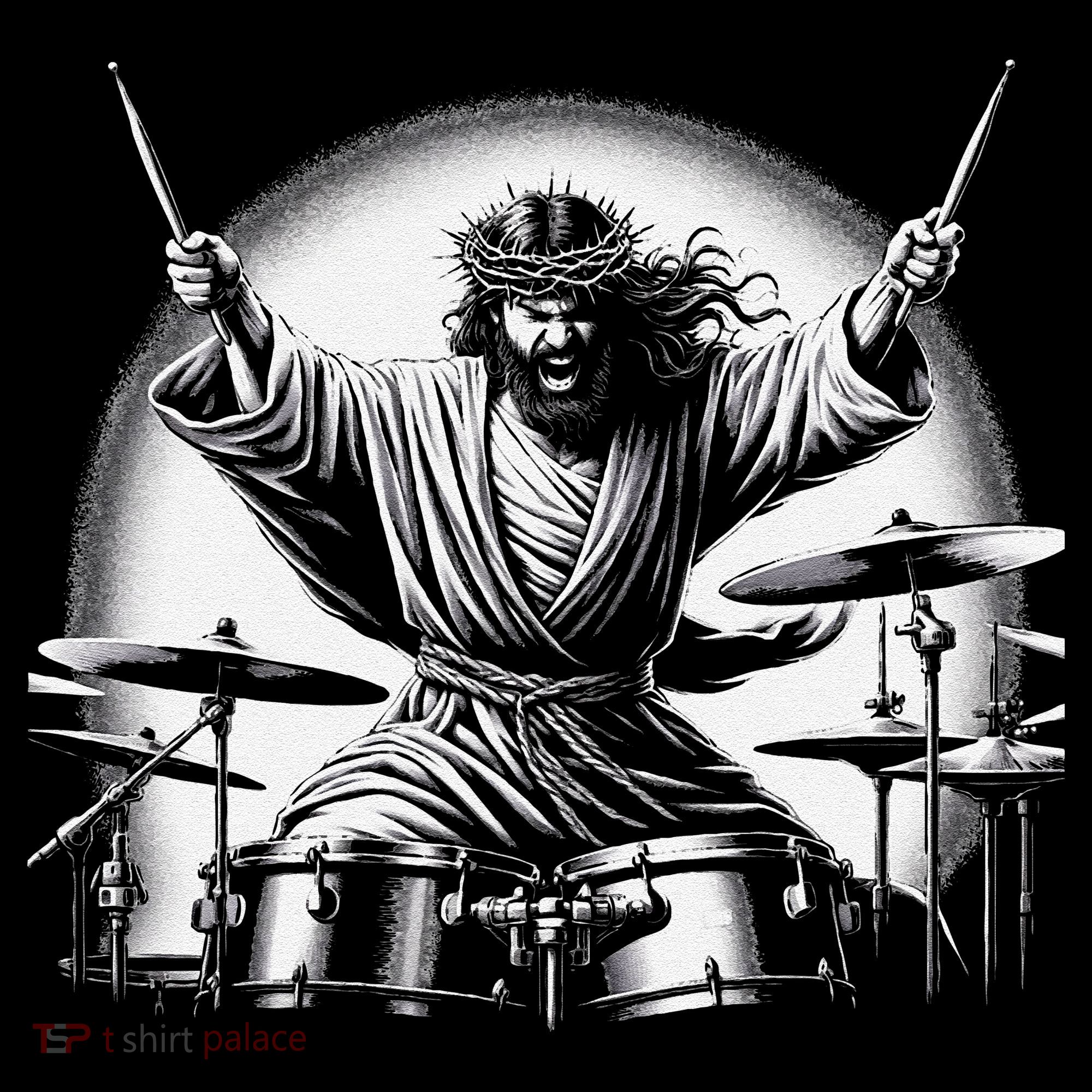 Drummer Rock Jesus Drumming Backpack
