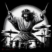 Drummer Rock Jesus Drumming Ornament thumb 1