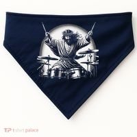 Drummer Rock Jesus Drumming USA-Made Doggie Bandana thumb 0