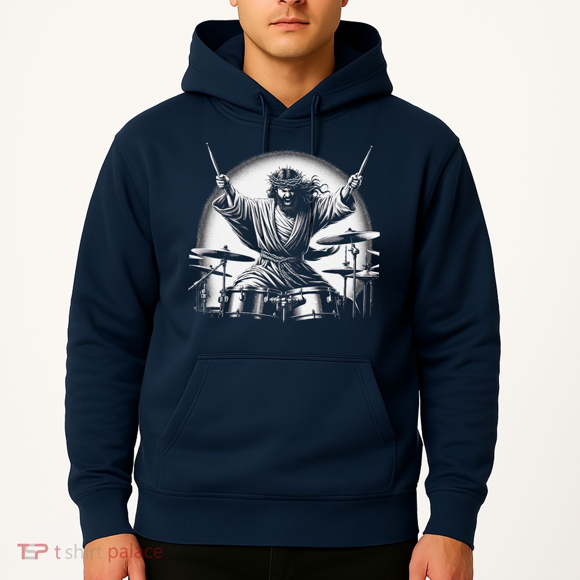 Drummer Rock Jesus Drumming Hoodie