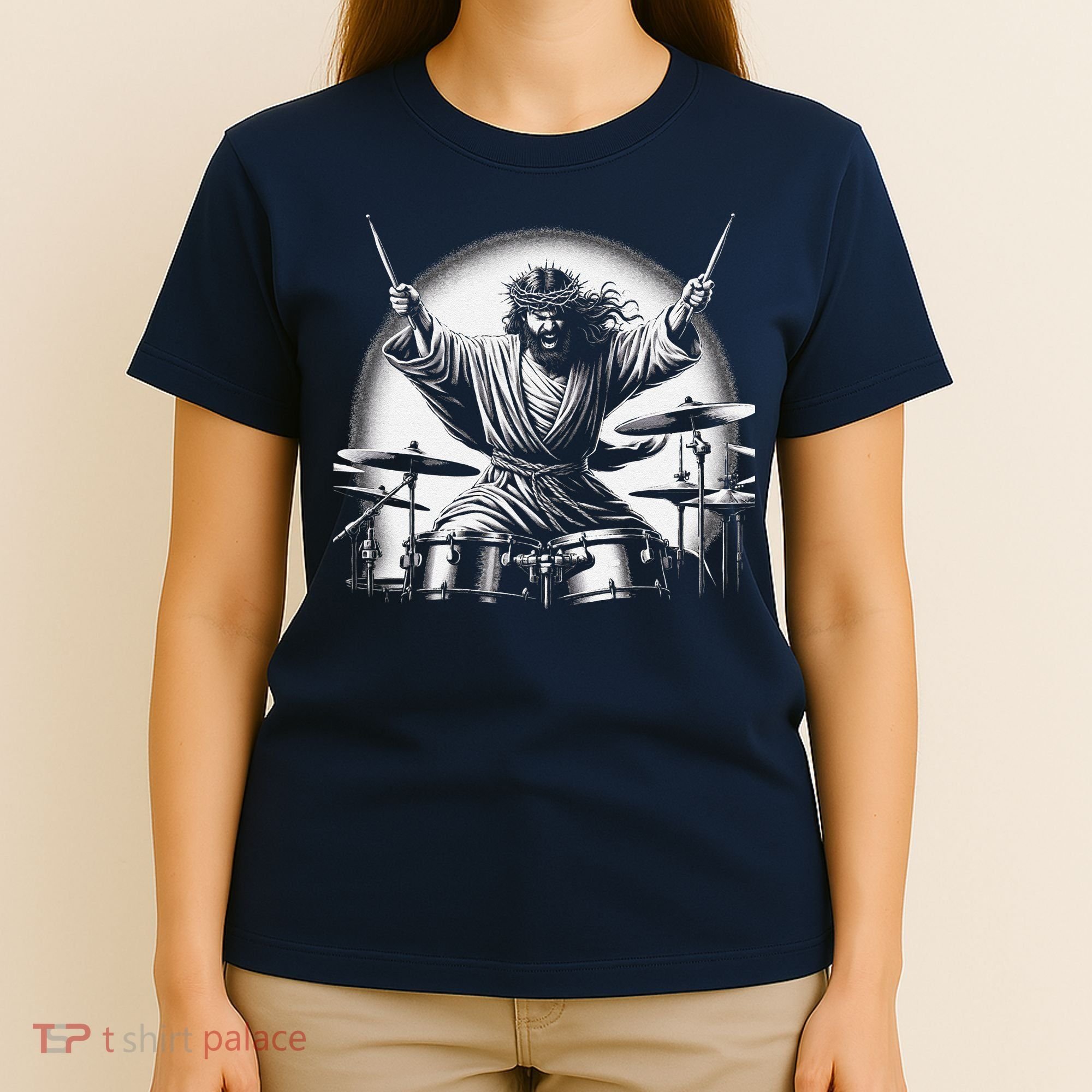 Drummer Rock Jesus Drumming T-Shirt