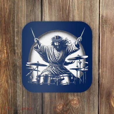 Drummer Rock Jesus Drumming Coaster