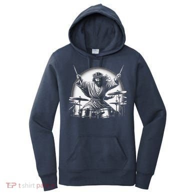 Drummer Rock Jesus Drumming Women's Hoodie