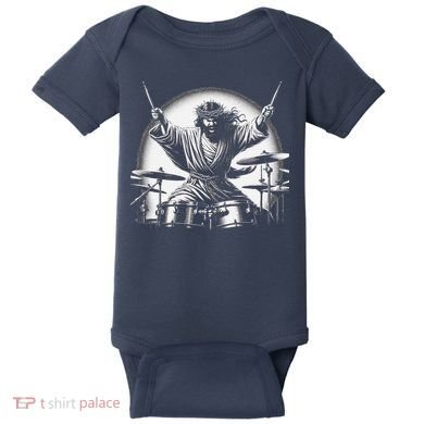 Drummer Rock Jesus Drumming Baby Bodysuit