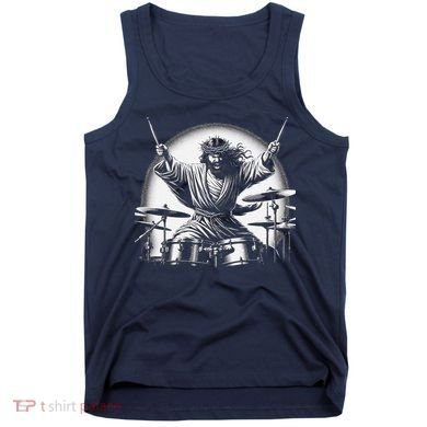 Drummer Rock Jesus Drumming Tank Top