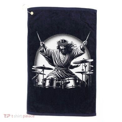 Drummer Rock Jesus Drumming Golf Towel