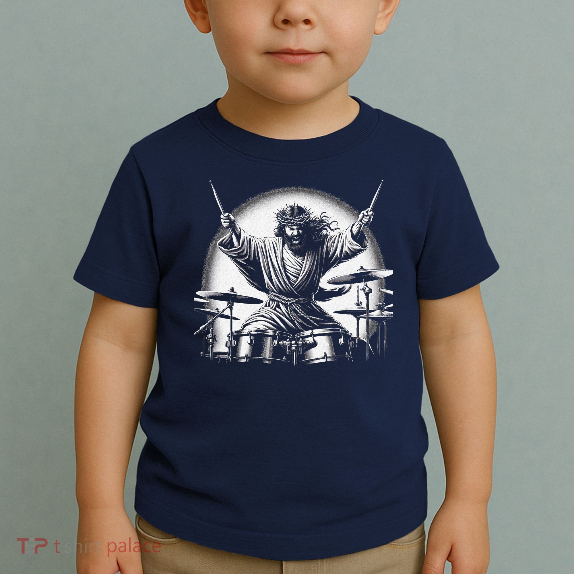 Drummer Rock Jesus Drumming Toddler T-Shirt