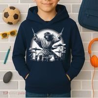 Drummer Rock Jesus Drumming Kids Hoodie thumb 2