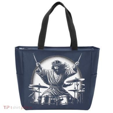 Drummer Rock Jesus Drumming Tote Bag