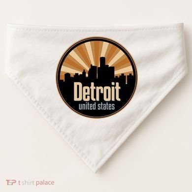 Detroit Record Label Skyline Symbol USA-Made Doggie Bandana