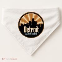 Detroit Record Label Skyline Symbol USA-Made Doggie Bandana thumb 0