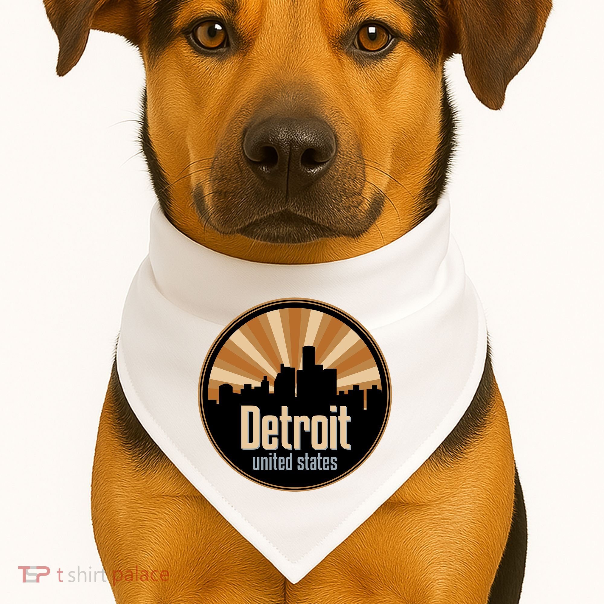 Detroit Record Label Skyline Symbol USA-Made Doggie Bandana
