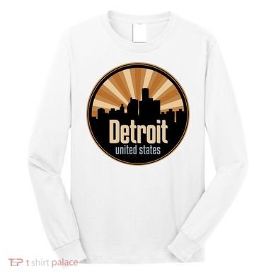 Detroit Record Label Skyline Symbol Long Sleeve Shirt