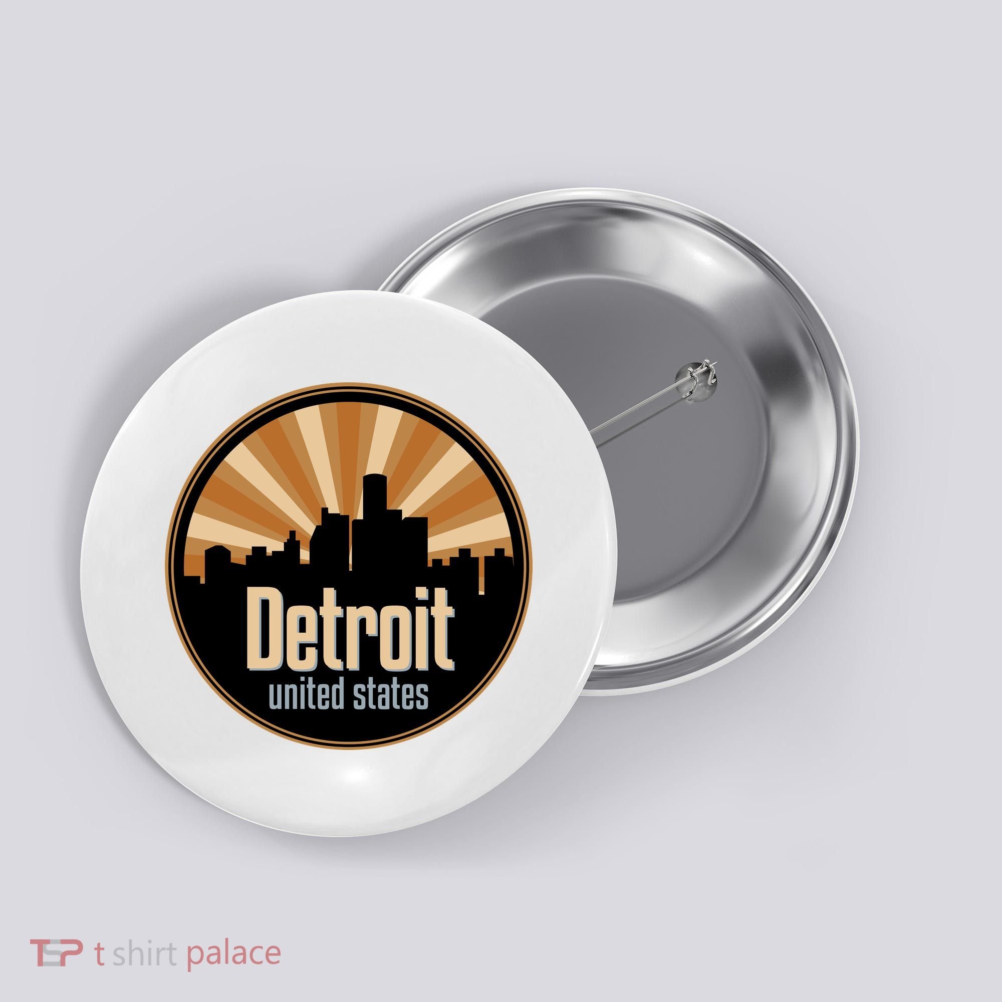 Detroit Record Label Skyline Symbol Button