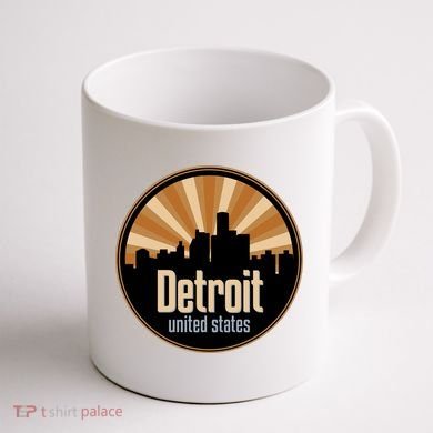 Detroit Record Label Skyline Symbol Coffee Mug back