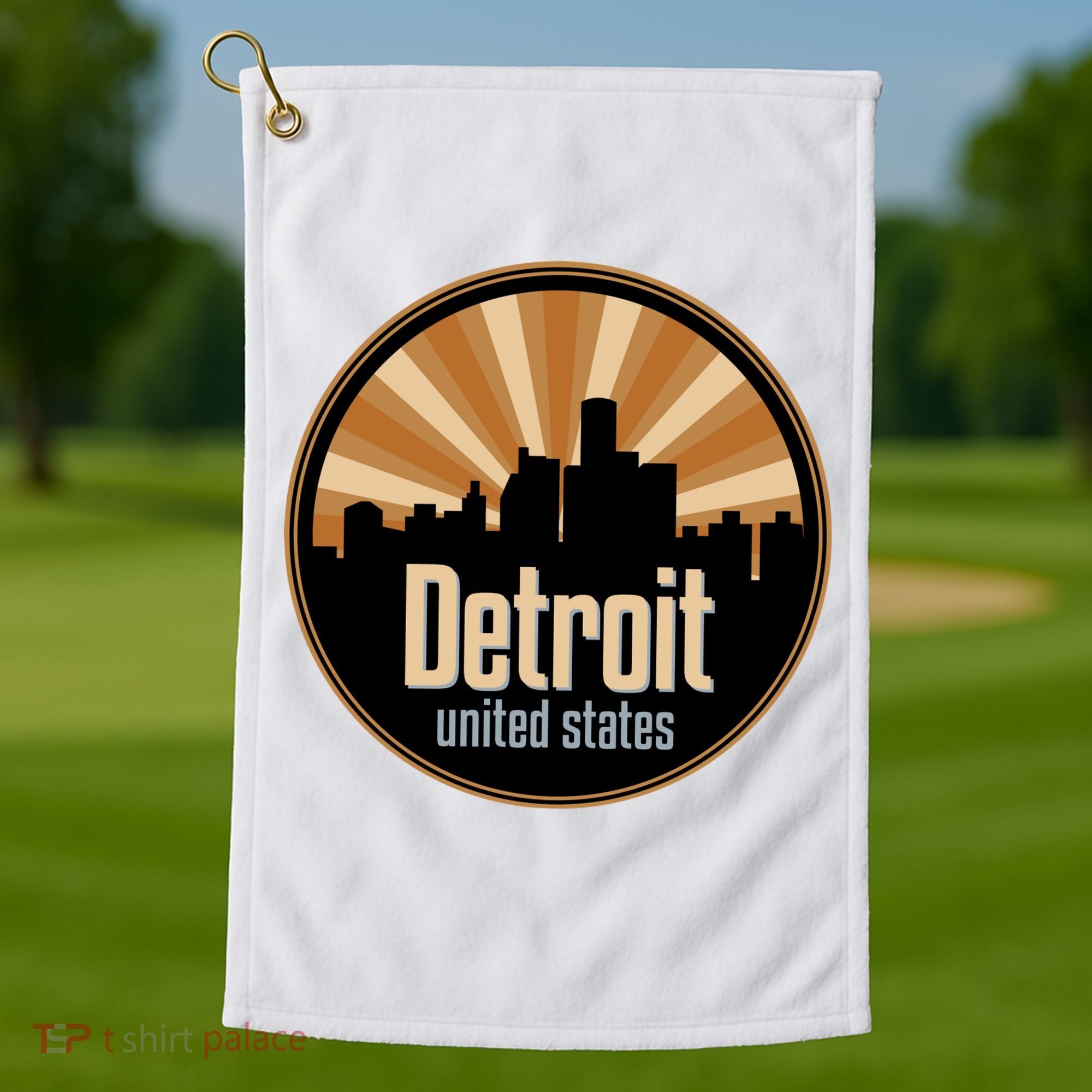 Detroit Record Label Skyline Symbol Golf Towel