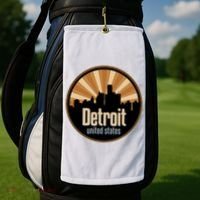 Detroit Record Label Skyline Symbol Golf Towel thumb 2