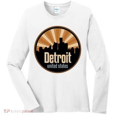 Detroit Record Label Skyline Symbol Women's Long Sleeve Shirt