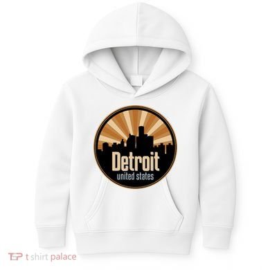 Detroit Record Label Skyline Symbol Kids Hoodie
