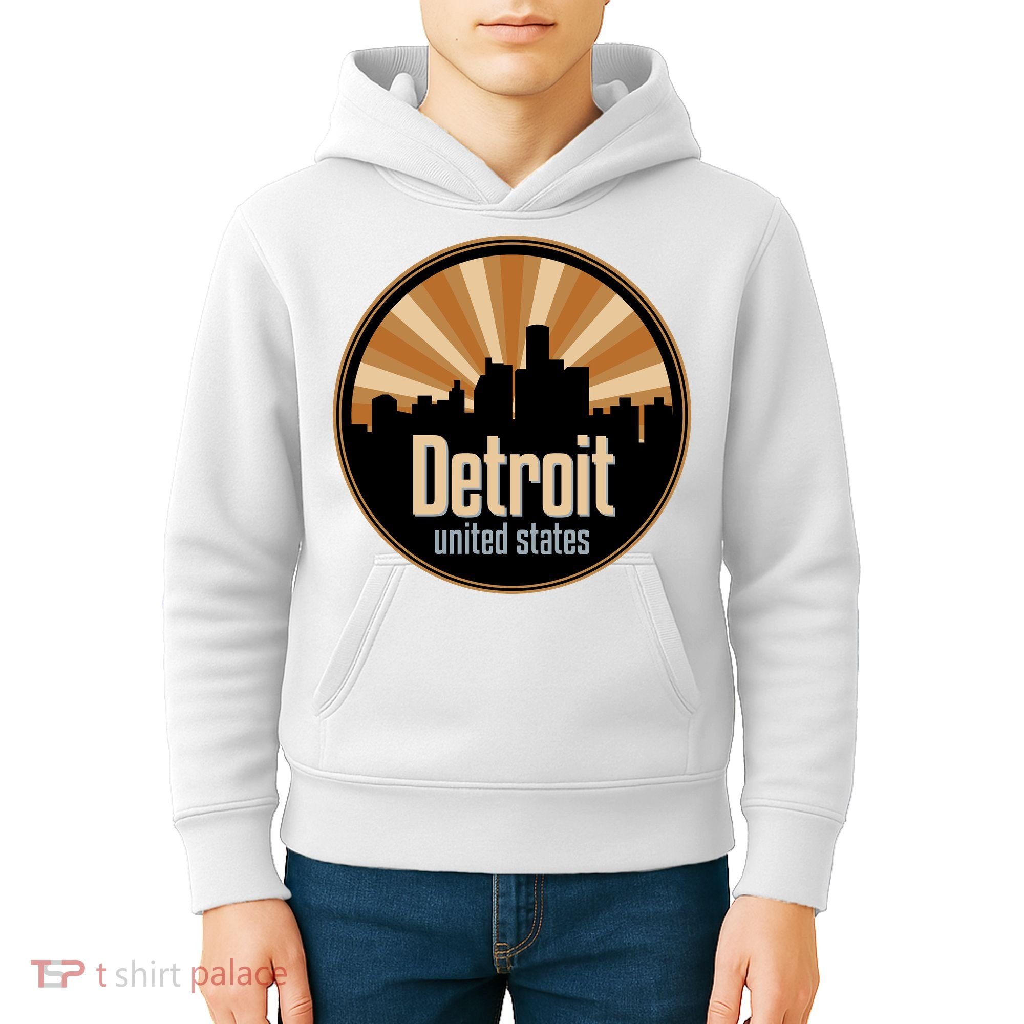 Detroit Record Label Skyline Symbol Kids Hoodie
