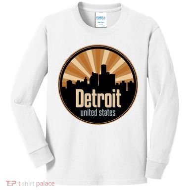 Detroit Record Label Skyline Symbol Kids Long Sleeve Shirt