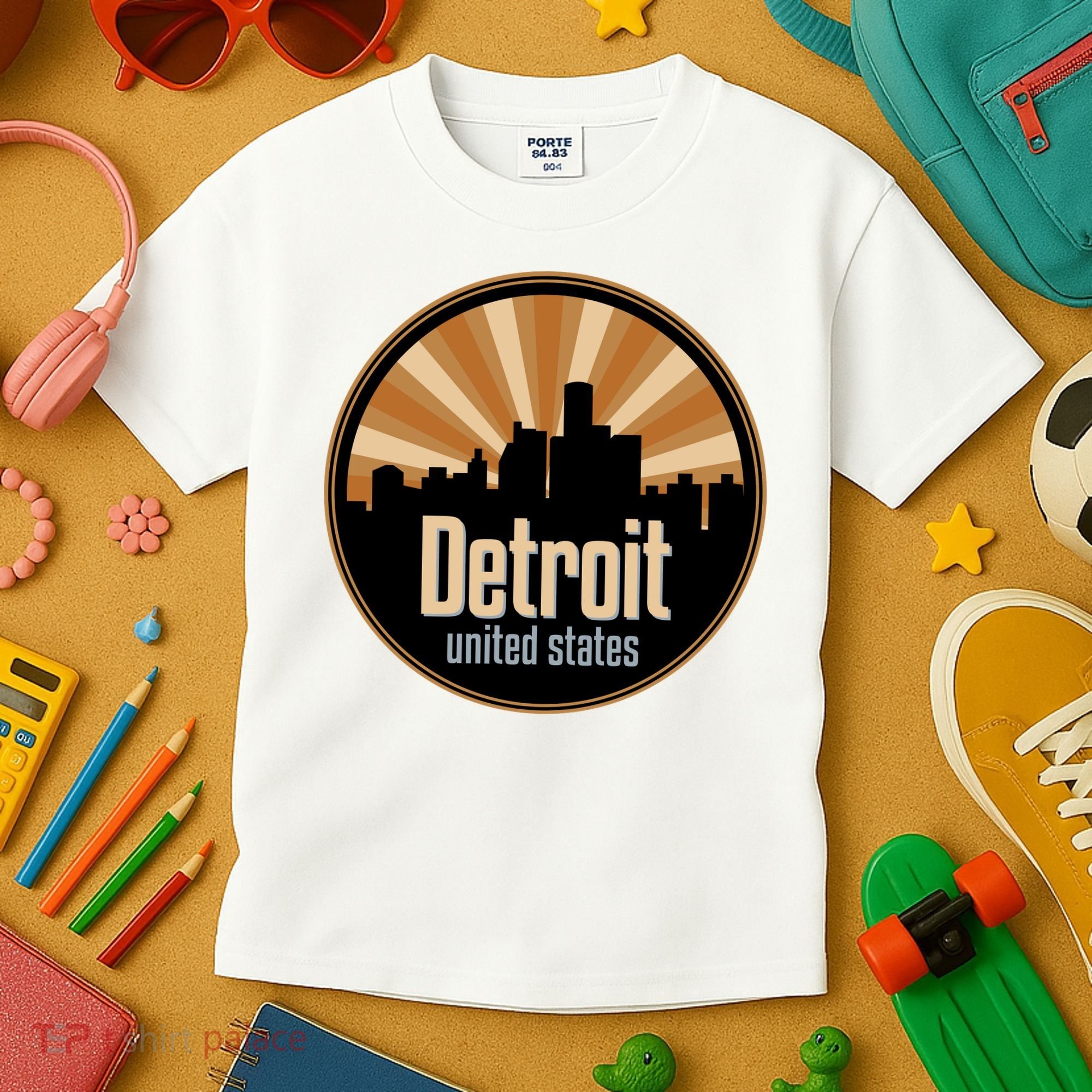 Detroit Record Label Skyline Symbol Kids T-Shirt