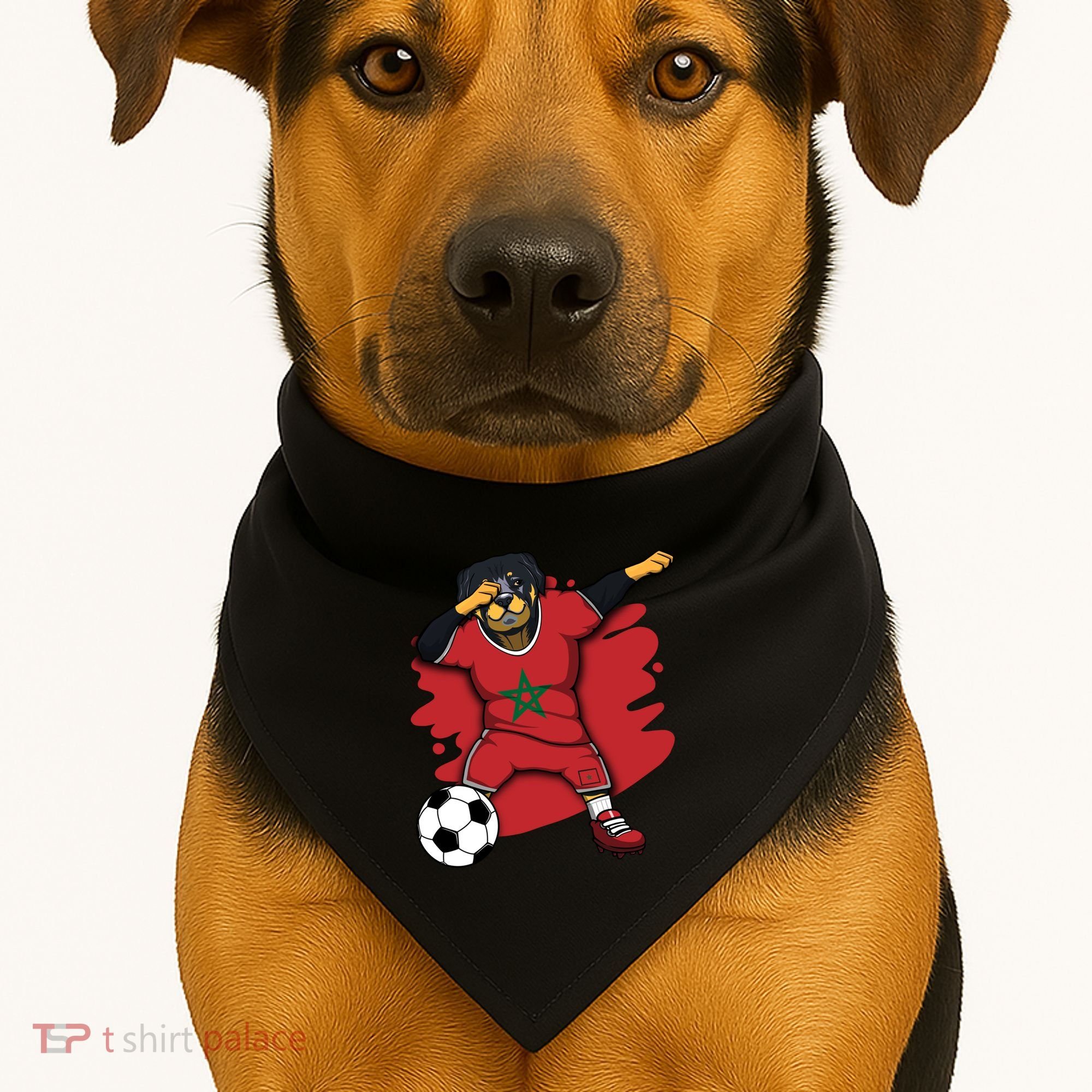 Dabbing Rottweiler Morocco Soccer Fans Jersey Moroccan Sport Great Gift USA-Made Doggie Bandana