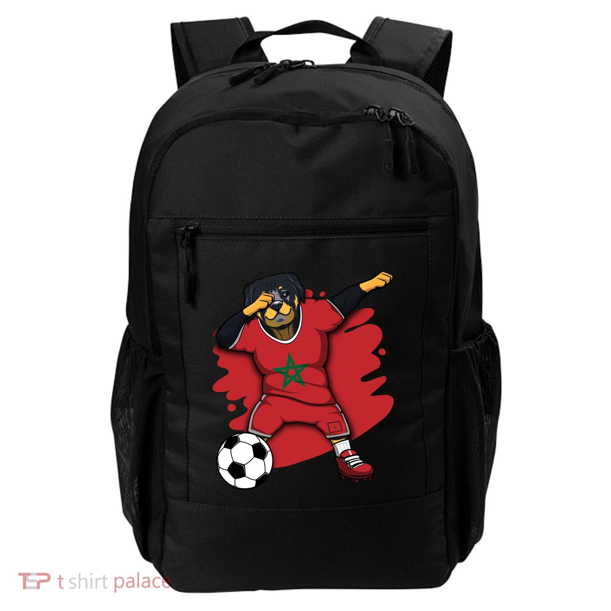 Dabbing Rottweiler Morocco Soccer Fans Jersey Moroccan Sport Great Gift Backpack
