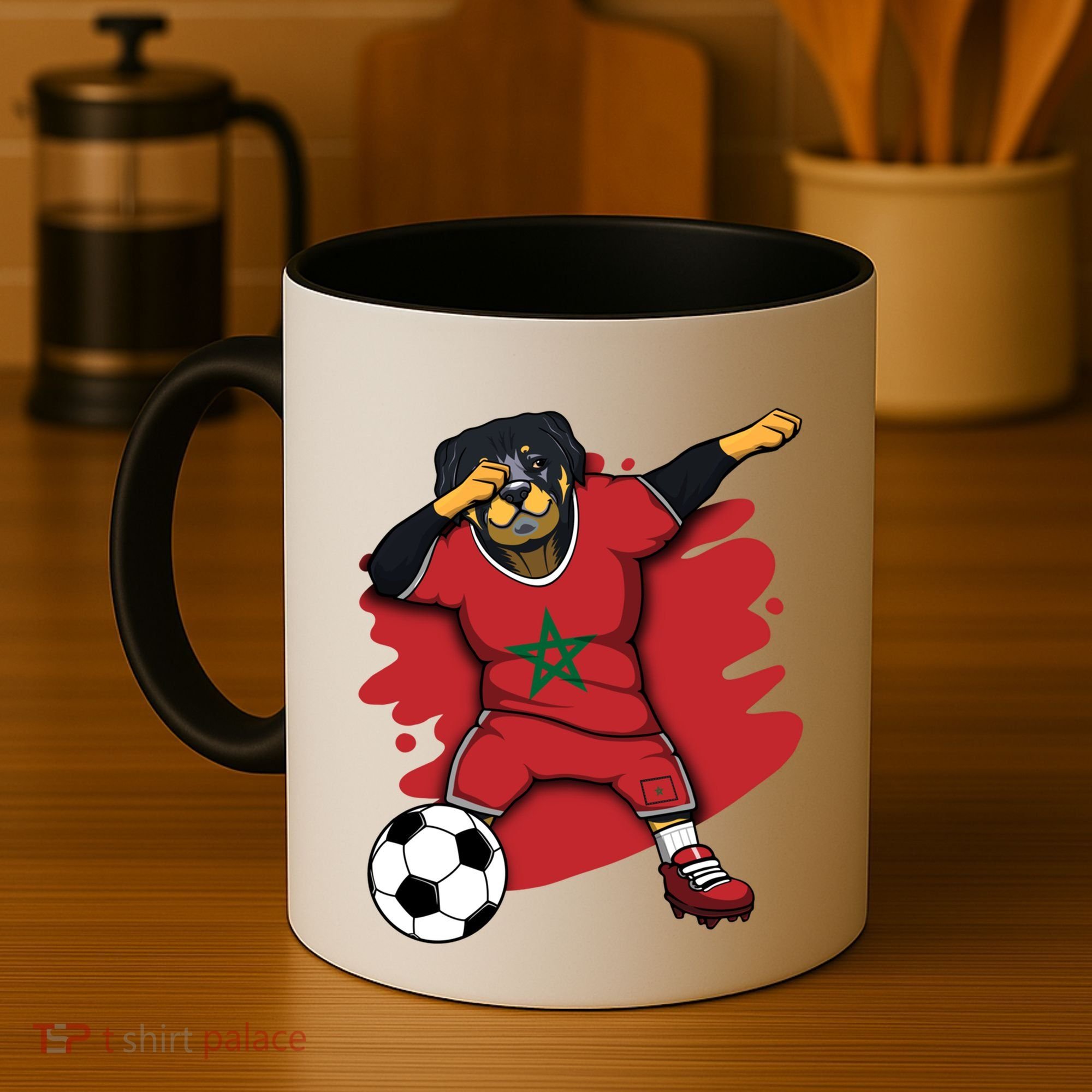 Dabbing Rottweiler Morocco Soccer Fans Jersey Moroccan Sport Great Gift Coffee Mug