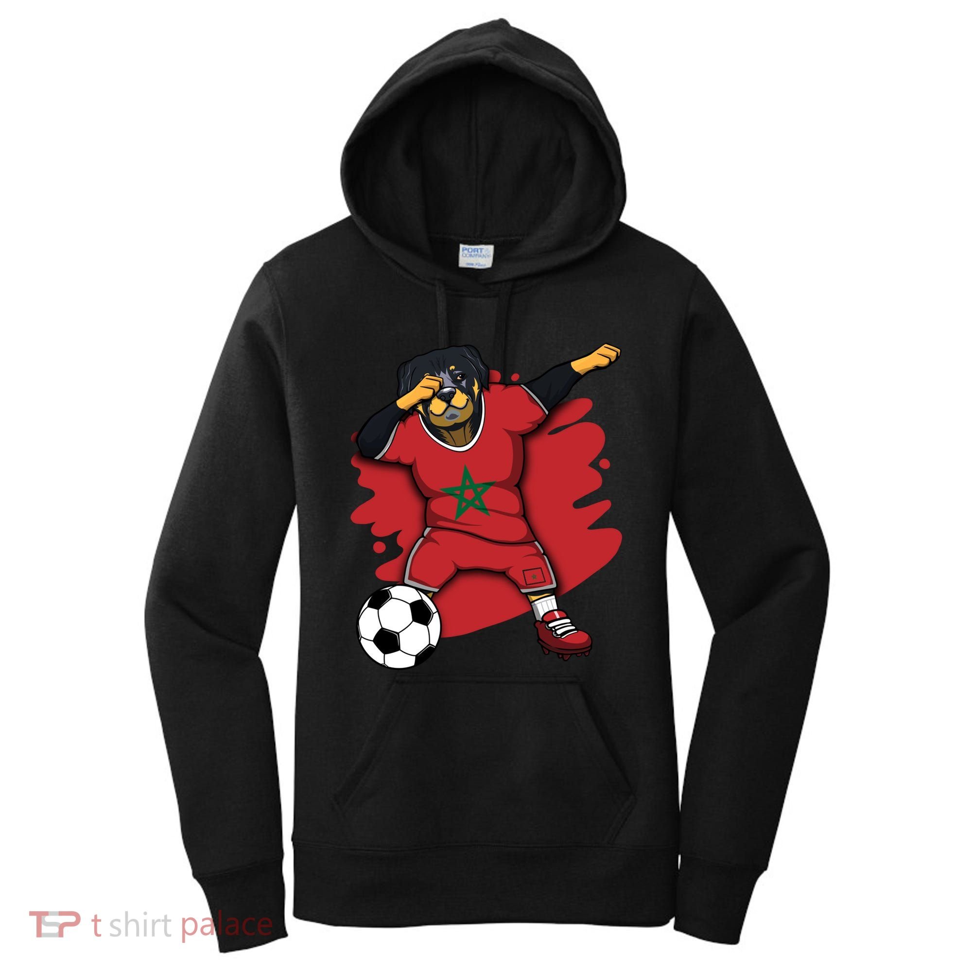 Dabbing Rottweiler Morocco Soccer Fans Jersey Moroccan Sport Great Gift Women's Hoodie