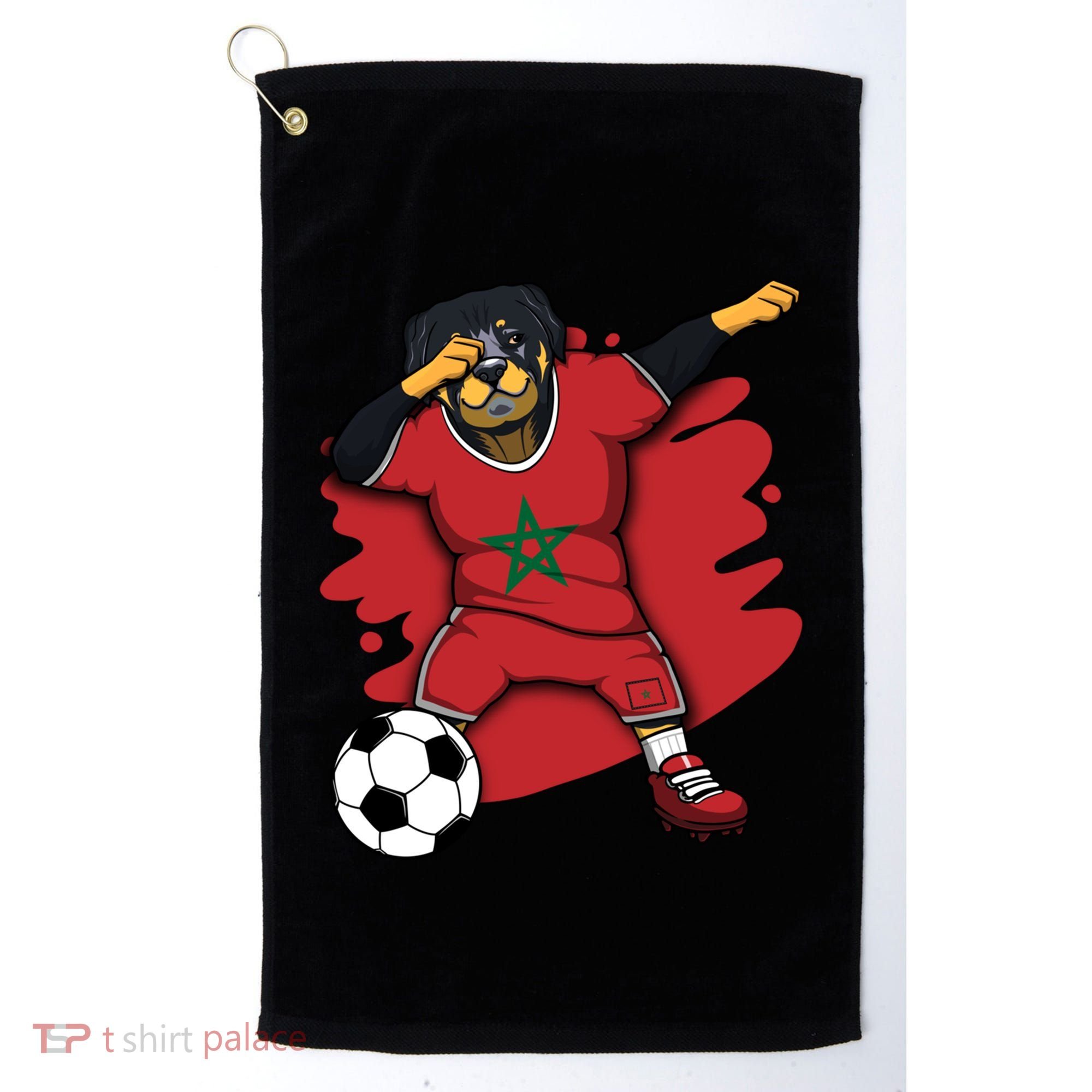 Dabbing Rottweiler Morocco Soccer Fans Jersey Moroccan Sport Great Gift Golf Towel