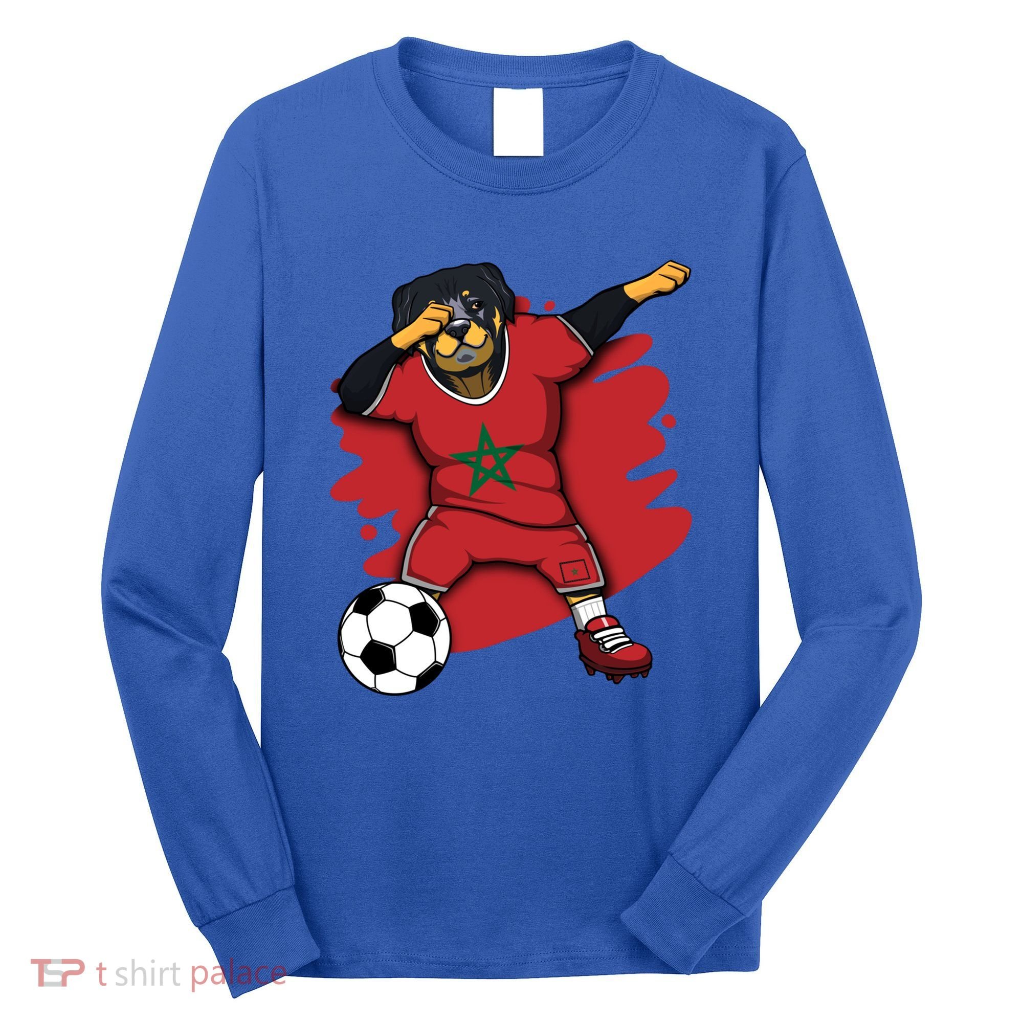 Dabbing Rottweiler Morocco Soccer Fans Jersey Moroccan Sport Great Gift Long Sleeve Shirt