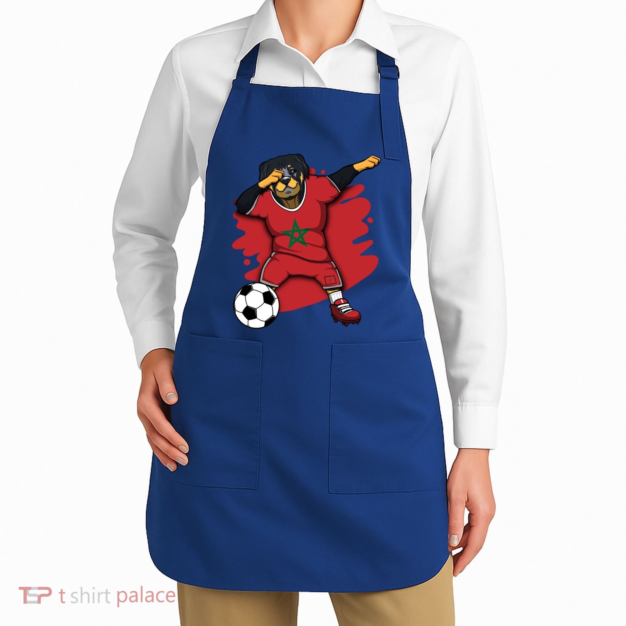 Dabbing Rottweiler Morocco Soccer Fans Jersey Moroccan Sport Great Gift Apron