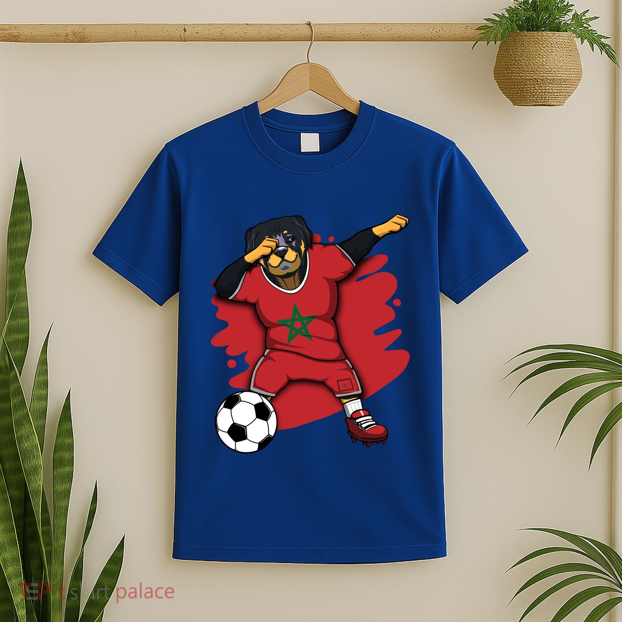 Dabbing Rottweiler Morocco Soccer Fans Jersey Moroccan Sport Great Gift T-Shirt