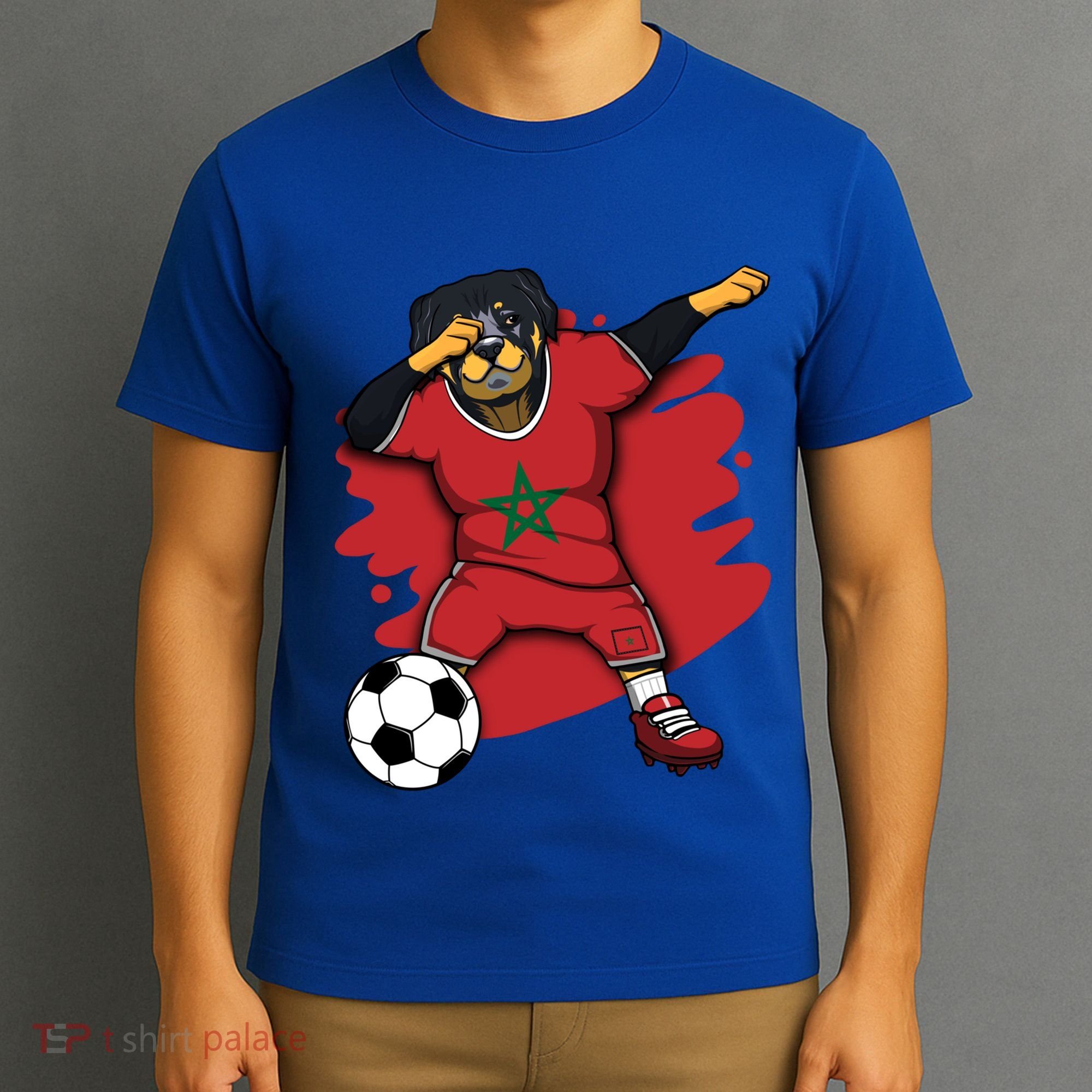Dabbing Rottweiler Morocco Soccer Fans Jersey Moroccan Sport Great Gift T-Shirt